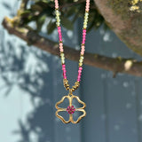 By Jam - Ketting kraal met klavertje 4- Goud