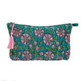 Imbarro - Etui/Make-up tasje Bloemen - Blauw - Roze