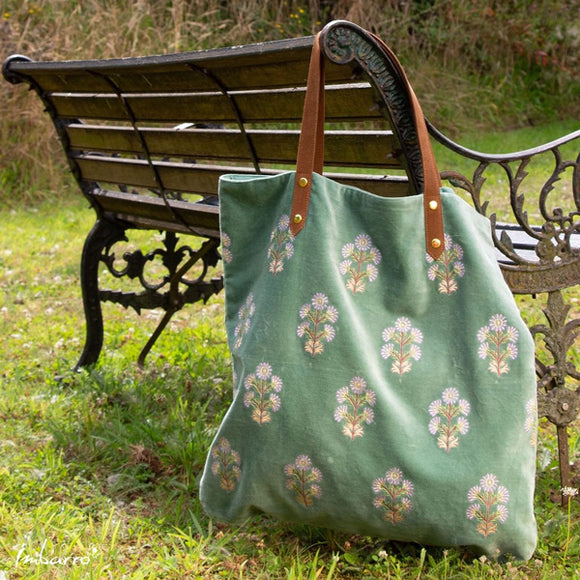 Imbarro - Shopper - Bloem - Velvet - Groen
