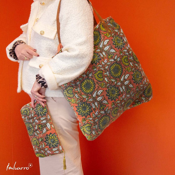 Imbarro - Shopper - Bloem - Velvet - Oudroze