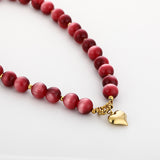 By Have a Pico- Ketting kralen met hart - Bordeaux - Goud