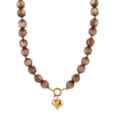 By Have a Pico- Ketting kralen met hart - Bruin - Goud