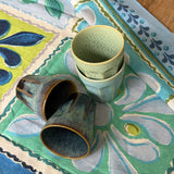 Lavandoux - Retro Beker Set - Blauw - Groen