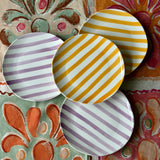 Mica -  Bordjes Set - Streep - Lila - Geel - Wit