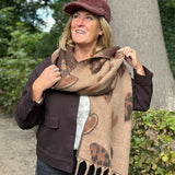 By Have a Pico - Sjaal met  hartjes en franjes - Camel