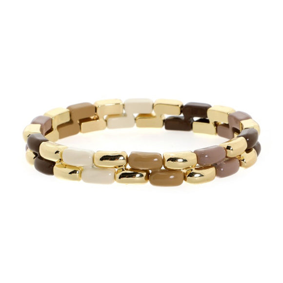 By Have a Pico - Armband classy retro - Bruin - Goud