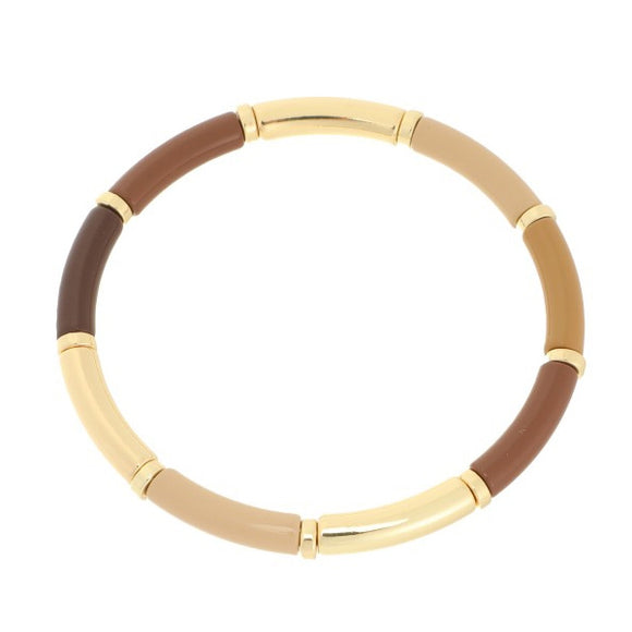 By Have a Pico - Armband enamel tube - Bruin - Goud