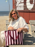 Lot83- Shopper streep - Bordeaux - Roze