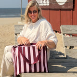 Lot83- Shopper streep - Bordeaux - Roze