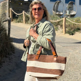 By Have a Pico - Strandtas - Streep - Naturel - Bruin