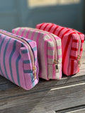 Wauw- Etui/Make-up tasje - Streep - Roze - Rood