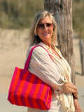 Lot83- Shopper streep - Oranje-Roze